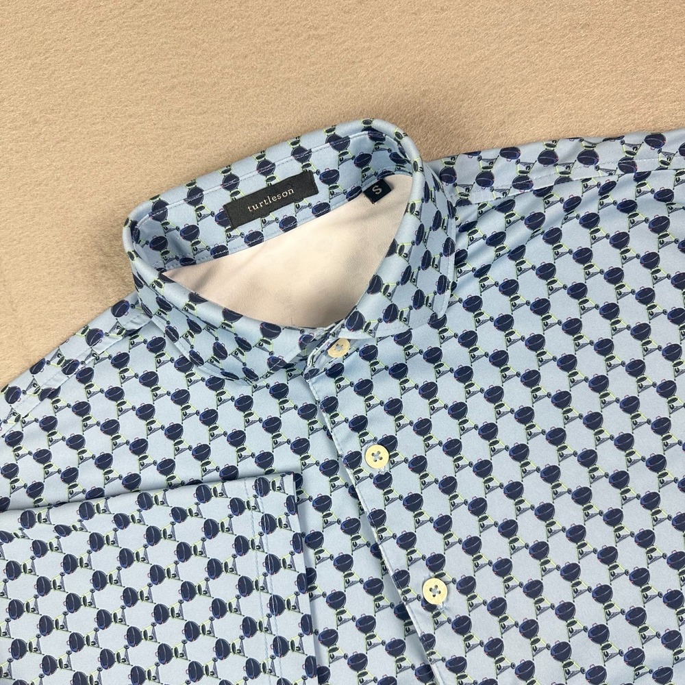 Turtleson Greer Performance mens Polo Shirt Small All Over Print BBQ Grill Golf